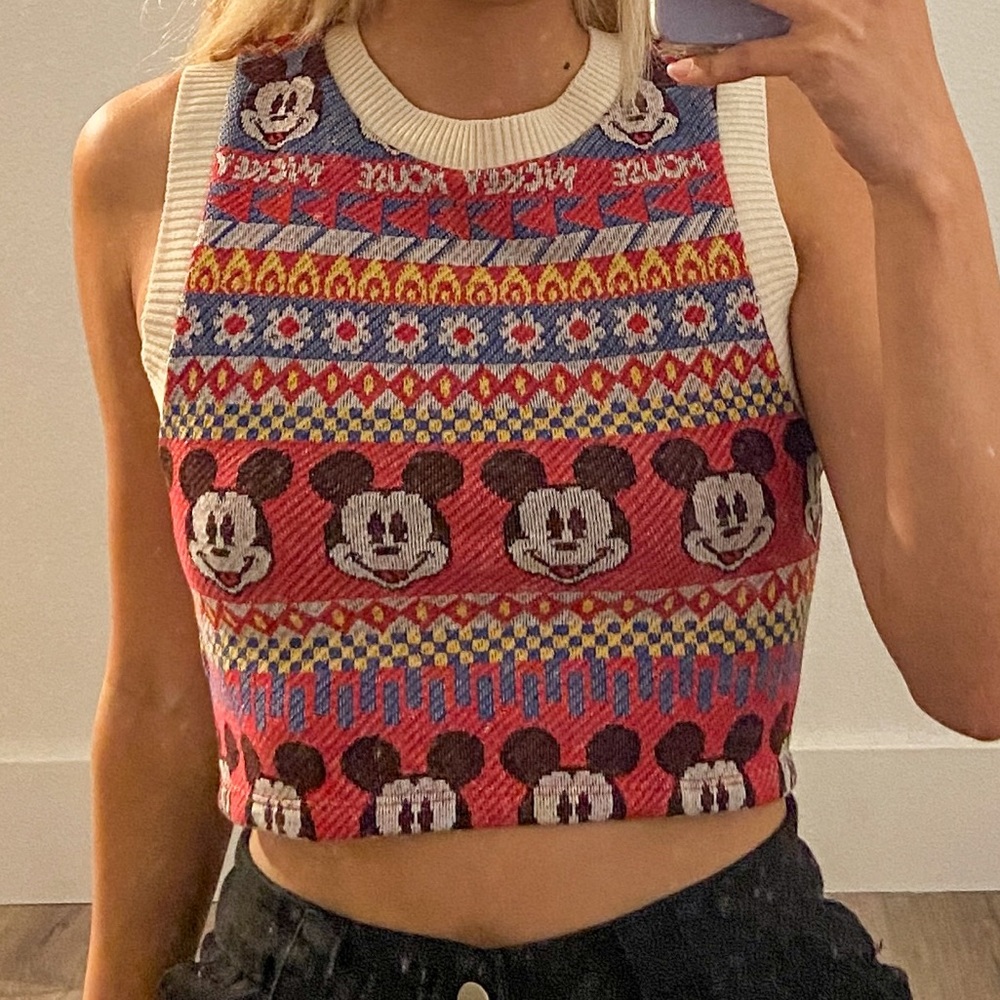 ZARA Mickey Mouse Jacquard Top
